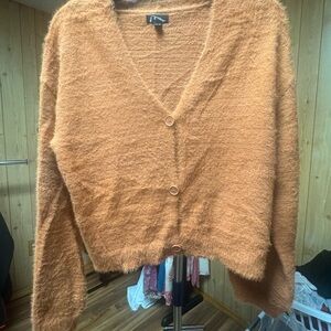 art class Fuzzy V-Neck Button Cardigan - Rust